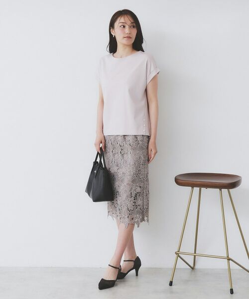 index / インデックス カットソー | 《S-3Lサイズ》サイドパール調ボタンボクシートップス【洗濯機洗い可/UVケア/接触冷感】 | 詳細9