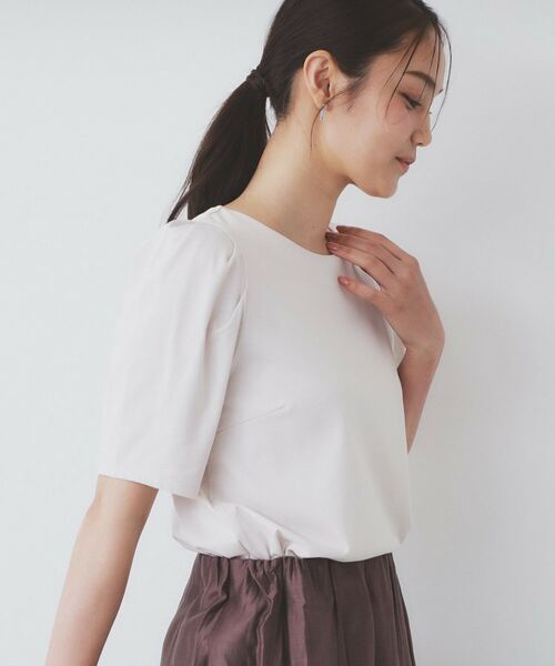 index / インデックス カットソー | 《7色展開/XS-LLサイズ》多機能タックスリーブトップス【汗ジミ防止/吸水速乾/接触冷感/UVケア/洗濯機洗い可】(グレージュ(050))