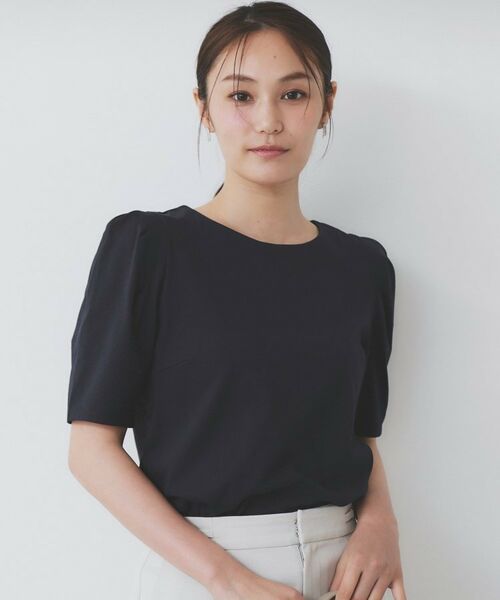 index/インデックス 《7色展開/XS-LLサイズ》多機能タックスリーブトップス【汗ジミ防止/吸水速乾/接触冷感/UVケア/洗濯機洗い可】 ネイビー(094) 34(XS)