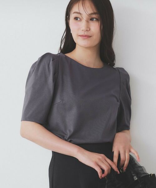 index / インデックス カットソー | 《7色展開/XS-LLサイズ》多機能タックスリーブトップス【汗ジミ防止/吸水速乾/接触冷感/UVケア/洗濯機洗い可】(チャコールグレー(814))