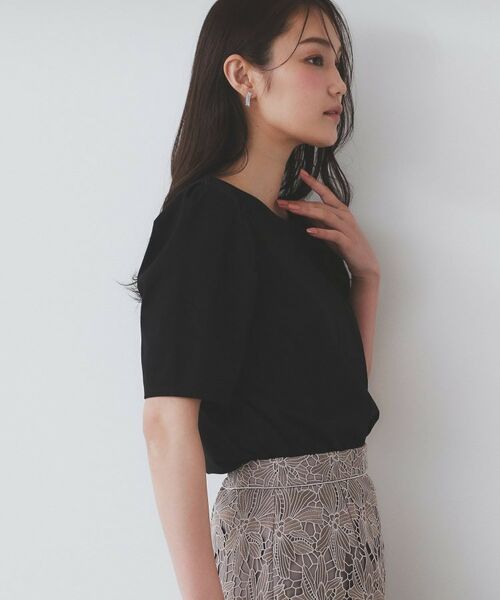 index / インデックス カットソー | 《7色展開/XS-LLサイズ》多機能タックスリーブトップス【汗ジミ防止/吸水速乾/接触冷感/UVケア/洗濯機洗い可】(ブラック(819))