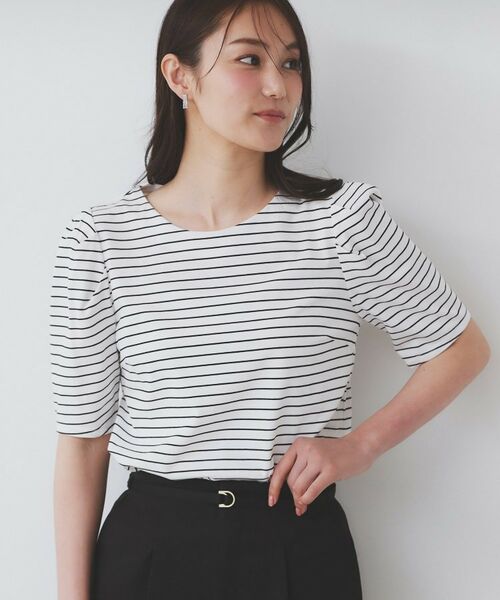 index / インデックス カットソー | 《7色展開/XS-LLサイズ》多機能タックスリーブトップス【汗ジミ防止/吸水速乾/接触冷感/UVケア/洗濯機洗い可】(オフホワイト(303))