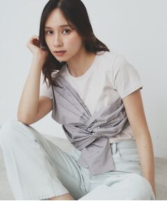 index / インデックス Tシャツ | パール調アシメドッキングTシャツ【洗える/接触冷感】