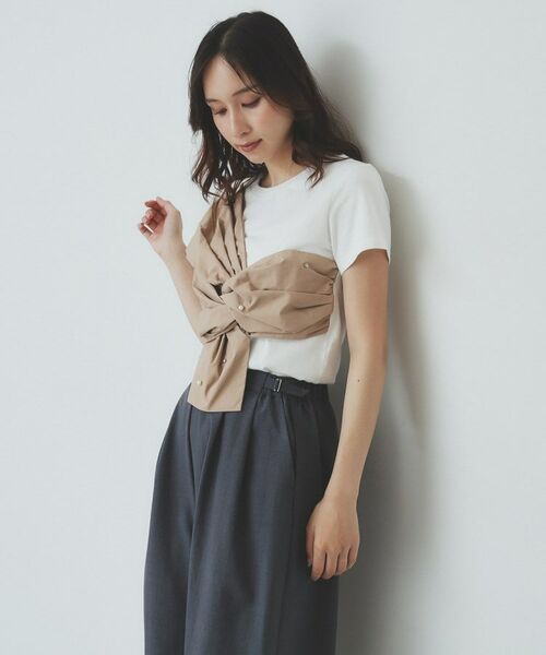 index / インデックス Tシャツ | パール調アシメドッキングTシャツ【洗える/接触冷感】 | 詳細1