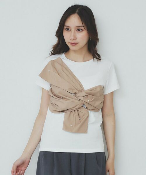 index / インデックス Tシャツ | パール調アシメドッキングTシャツ【洗える/接触冷感】 | 詳細13