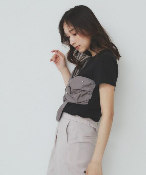 index / インデックス Tシャツ | パール調アシメドッキングTシャツ【洗える/接触冷感】 | 詳細5