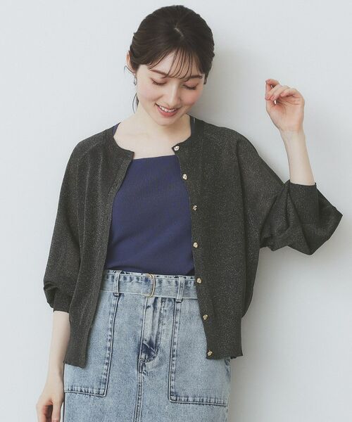 index / インデックス カーディガン・ボレロ | シアーラメドルマンショートカーディガン【洗濯機洗い可】 | 詳細1