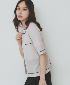 index / インデックス カーディガン・ボレロ | バイカラー半袖カーディガン【洗える/抗ピル】