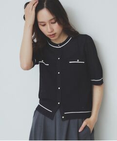 index / インデックス カーディガン・ボレロ | バイカラー半袖カーディガン【洗える/抗ピル】