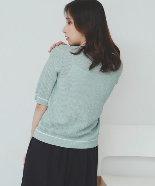 index / インデックス カーディガン・ボレロ | バイカラー半袖カーディガン【洗える/抗ピル】 | 詳細1