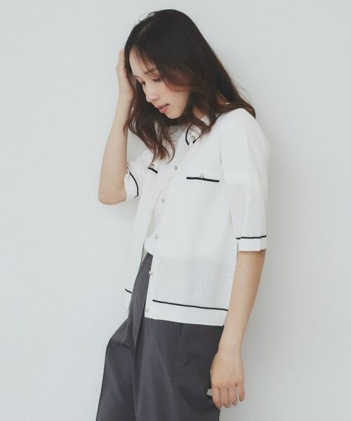 index / インデックス カーディガン・ボレロ | バイカラー半袖カーディガン【洗える/抗ピル】 | 詳細13