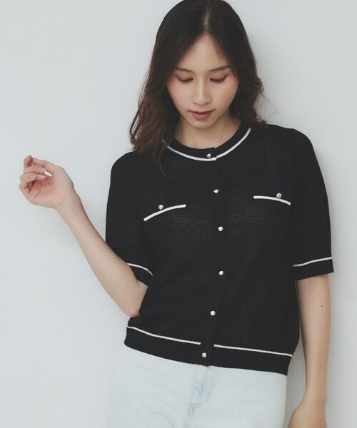 index / インデックス カーディガン・ボレロ | バイカラー半袖カーディガン【洗える/抗ピル】 | 詳細17
