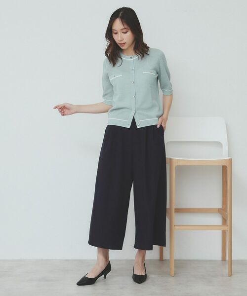 index / インデックス カーディガン・ボレロ | バイカラー半袖カーディガン【洗える/抗ピル】 | 詳細2