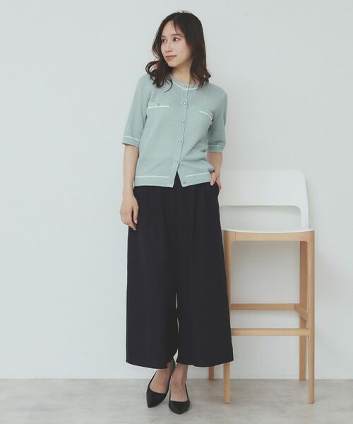 index / インデックス カーディガン・ボレロ | バイカラー半袖カーディガン【洗える/抗ピル】 | 詳細3