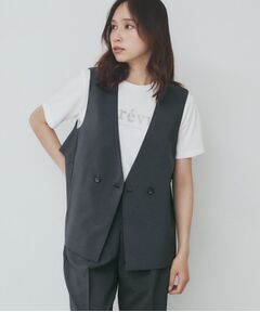 index / インデックス ベスト | バックフリルデザインジレ/セットアップ可【洗濯機洗い可/接触冷感/吸水速乾/ストレッチ】