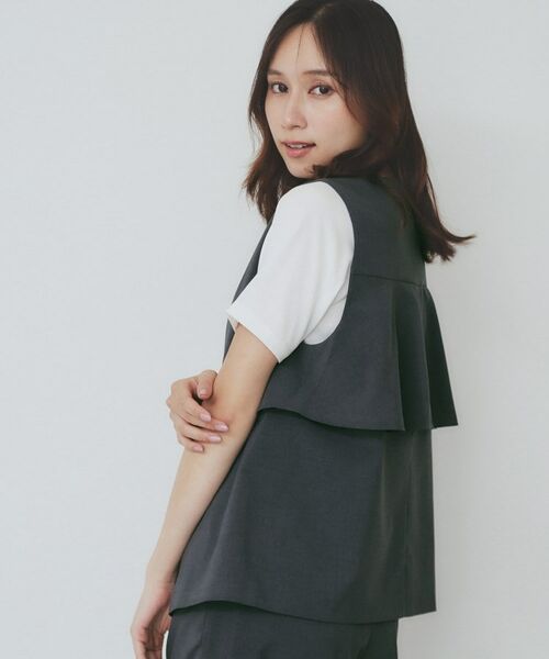 index / インデックス ベスト | バックフリルデザインジレ/セットアップ可【洗濯機洗い可/接触冷感/吸水速乾/ストレッチ】 | 詳細1