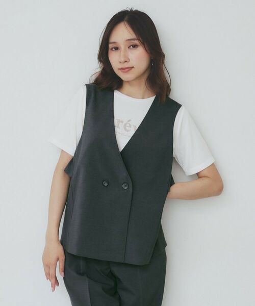 index / インデックス ベスト | バックフリルデザインジレ/セットアップ可【洗濯機洗い可/接触冷感/吸水速乾/ストレッチ】 | 詳細14