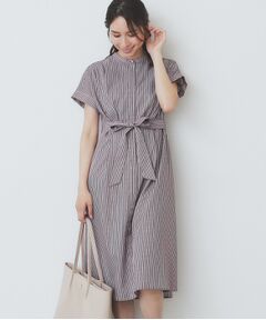 index / インデックス ミニ丈・ひざ丈ワンピース | 《XS-LLサイズ》マルチストライプシャツワンピース【洗濯機洗い可/イージーアイロン/防シワ】
