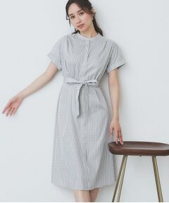 index / インデックス ミニ丈・ひざ丈ワンピース | 《XS-LLサイズ》マルチストライプシャツワンピース【洗濯機洗い可/イージーアイロン/防シワ】