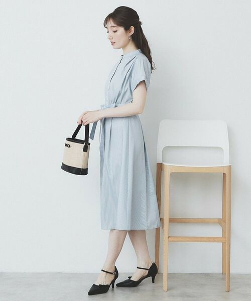 index / インデックス ミニ丈・ひざ丈ワンピース | 《XS-LLサイズ》マルチストライプシャツワンピース【洗濯機洗い可/イージーアイロン/防シワ】 | 詳細11