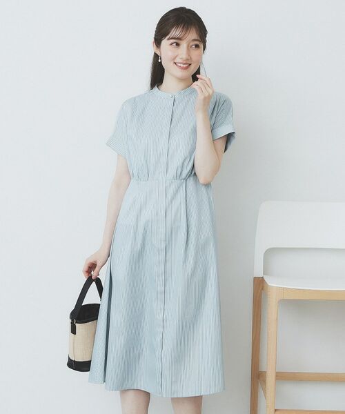 index / インデックス ミニ丈・ひざ丈ワンピース | 《XS-LLサイズ》マルチストライプシャツワンピース【洗濯機洗い可/イージーアイロン/防シワ】 | 詳細12