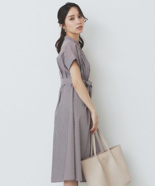 index / インデックス ミニ丈・ひざ丈ワンピース | 《XS-LLサイズ》マルチストライプシャツワンピース【洗濯機洗い可/イージーアイロン/防シワ】 | 詳細15