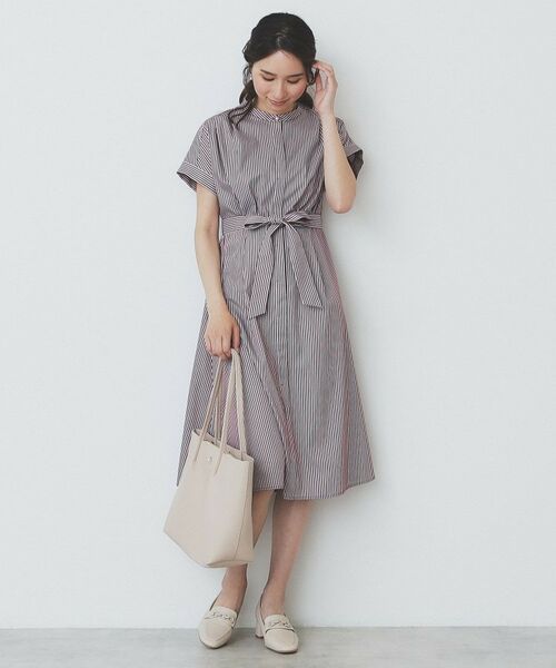 index / インデックス ミニ丈・ひざ丈ワンピース | 《XS-LLサイズ》マルチストライプシャツワンピース【洗濯機洗い可/イージーアイロン/防シワ】 | 詳細16