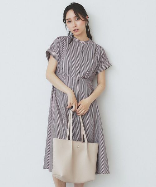 index / インデックス ミニ丈・ひざ丈ワンピース | 《XS-LLサイズ》マルチストライプシャツワンピース【洗濯機洗い可/イージーアイロン/防シワ】 | 詳細18