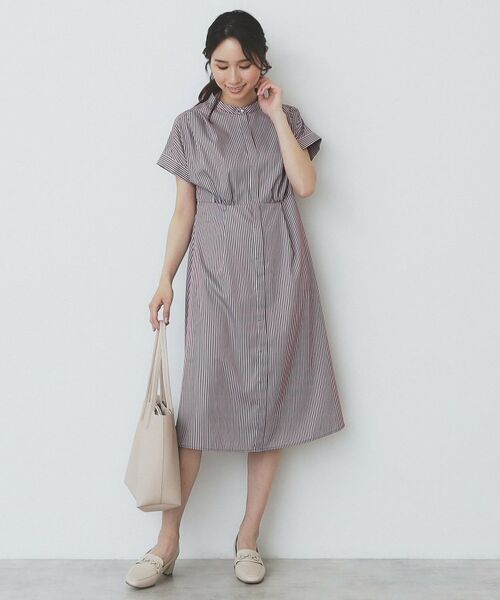 index / インデックス ミニ丈・ひざ丈ワンピース | 《XS-LLサイズ》マルチストライプシャツワンピース【洗濯機洗い可/イージーアイロン/防シワ】 | 詳細19