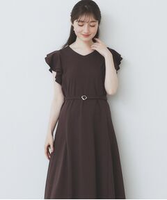 index / インデックス ミニ丈・ひざ丈ワンピース | 《5色展開/S-LLサイズ》シルケットVネックフレアワンピース【接触冷感/UVケア/洗濯機洗い可】