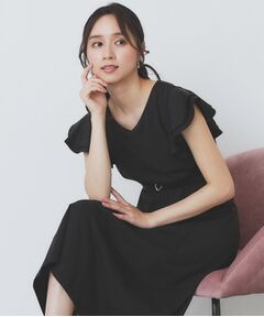 index / インデックス ミニ丈・ひざ丈ワンピース | 《5色展開/S-LLサイズ》シルケットVネックフレアワンピース【接触冷感/UVケア/洗濯機洗い可】