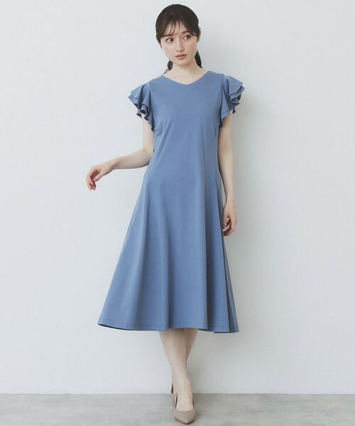 index / インデックス ミニ丈・ひざ丈ワンピース | 《5色展開/S-LLサイズ》シルケットVネックフレアワンピース【接触冷感/UVケア/洗濯機洗い可】 | 詳細10