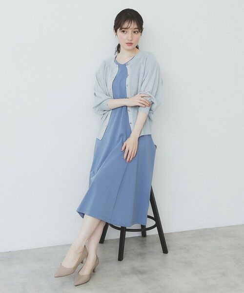 index / インデックス ミニ丈・ひざ丈ワンピース | 《5色展開/S-LLサイズ》シルケットVネックフレアワンピース【接触冷感/UVケア/洗濯機洗い可】 | 詳細11