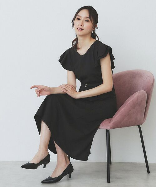 index / インデックス ミニ丈・ひざ丈ワンピース | 《5色展開/S-LLサイズ》シルケットVネックフレアワンピース【接触冷感/UVケア/洗濯機洗い可】 | 詳細13
