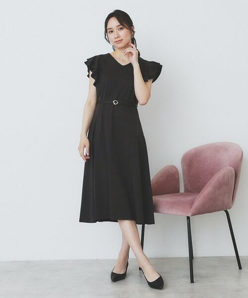 index / インデックス ミニ丈・ひざ丈ワンピース | 《5色展開/S-LLサイズ》シルケットVネックフレアワンピース【接触冷感/UVケア/洗濯機洗い可】 | 詳細14