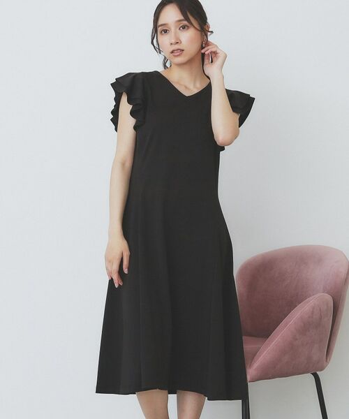 index / インデックス ミニ丈・ひざ丈ワンピース | 《5色展開/S-LLサイズ》シルケットVネックフレアワンピース【接触冷感/UVケア/洗濯機洗い可】 | 詳細15
