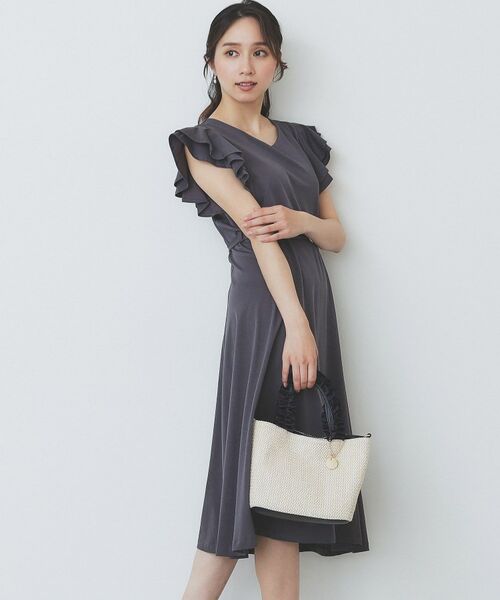 index / インデックス ミニ丈・ひざ丈ワンピース | 《5色展開/S-LLサイズ》シルケットVネックフレアワンピース【接触冷感/UVケア/洗濯機洗い可】 | 詳細19