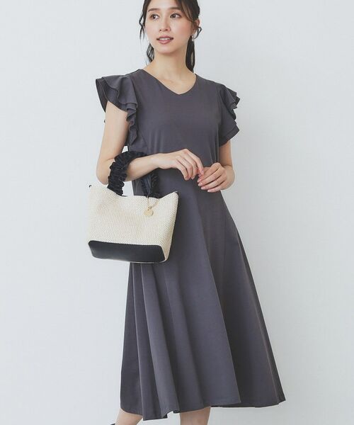 index / インデックス ミニ丈・ひざ丈ワンピース | 《5色展開/S-LLサイズ》シルケットVネックフレアワンピース【接触冷感/UVケア/洗濯機洗い可】 | 詳細22