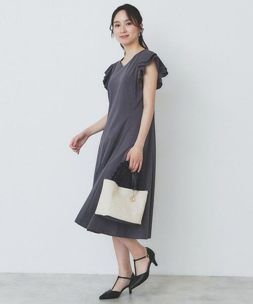 index / インデックス ミニ丈・ひざ丈ワンピース | 《5色展開/S-LLサイズ》シルケットVネックフレアワンピース【接触冷感/UVケア/洗濯機洗い可】 | 詳細23