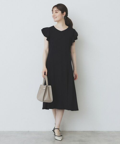 index / インデックス ミニ丈・ひざ丈ワンピース | 《5色展開/S-LLサイズ》シルケットVネックフレアワンピース【接触冷感/UVケア/洗濯機洗い可】 | 詳細29