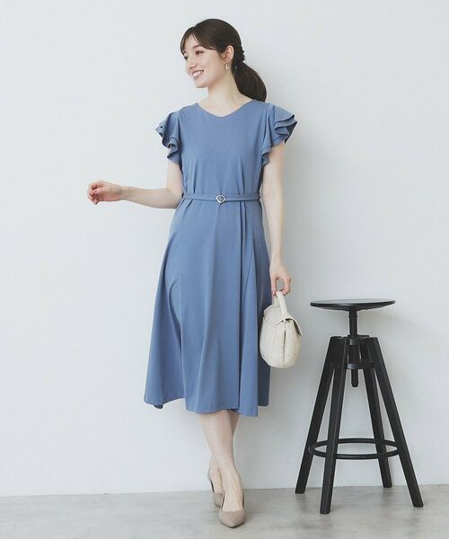 index / インデックス ミニ丈・ひざ丈ワンピース | 《5色展開/S-LLサイズ》シルケットVネックフレアワンピース【接触冷感/UVケア/洗濯機洗い可】 | 詳細8