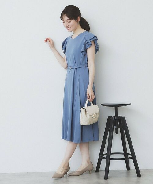 index / インデックス ミニ丈・ひざ丈ワンピース | 《5色展開/S-LLサイズ》シルケットVネックフレアワンピース【接触冷感/UVケア/洗濯機洗い可】 | 詳細9
