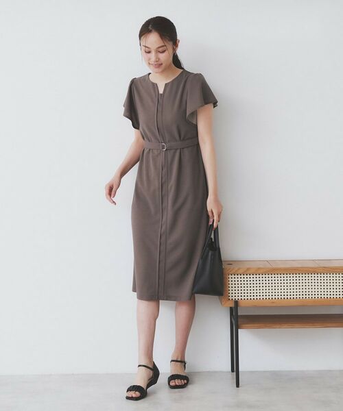 index / インデックス ミニ丈・ひざ丈ワンピース | 《S-3Lサイズ》フリルスリーブワンピース【洗濯機洗い可】 | 詳細2