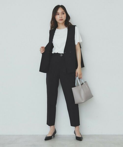 index / インデックス パンツ | ベルト付きストレッチテーパードパンツ/セットアップ可【洗濯機洗い可/吸水速乾/接触冷感】 | 詳細11