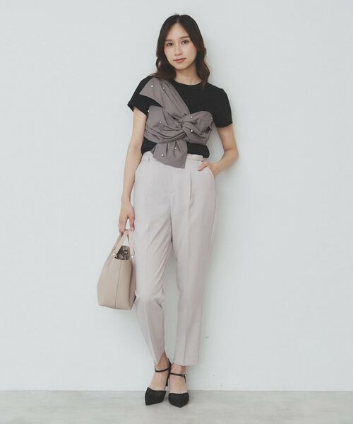 index / インデックス パンツ | ベルト付きストレッチテーパードパンツ/セットアップ可【洗濯機洗い可/吸水速乾/接触冷感】 | 詳細17
