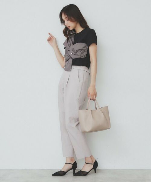 index / インデックス パンツ | ベルト付きストレッチテーパードパンツ/セットアップ可【洗濯機洗い可/吸水速乾/接触冷感】 | 詳細18