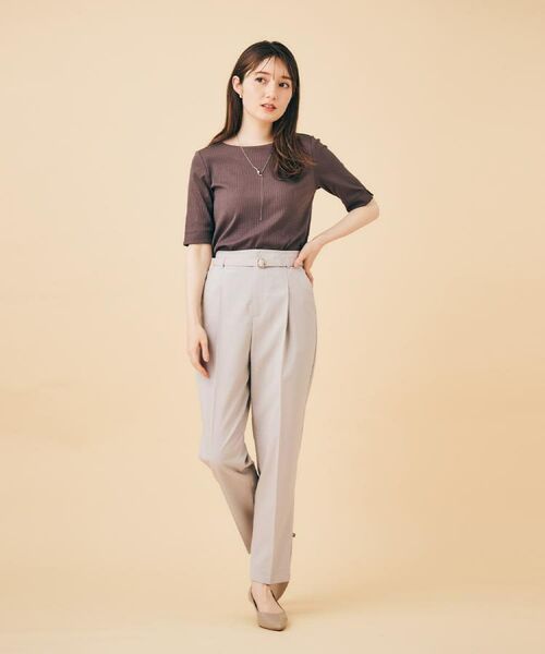 index / インデックス パンツ | ベルト付きストレッチテーパードパンツ/セットアップ可【洗濯機洗い可/吸水速乾/接触冷感】 | 詳細2