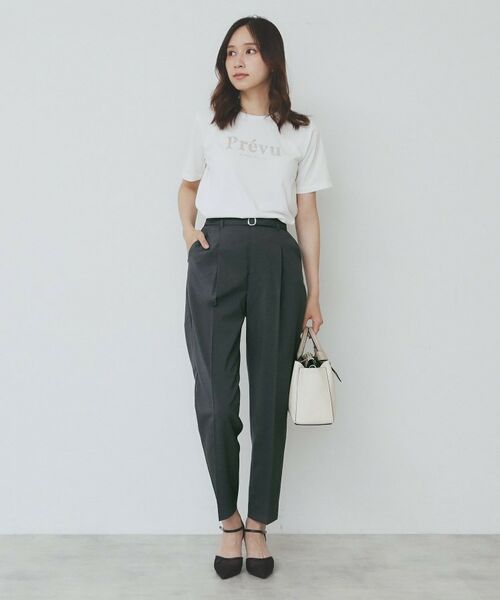 index / インデックス パンツ | ベルト付きストレッチテーパードパンツ/セットアップ可【洗濯機洗い可/吸水速乾/接触冷感】 | 詳細5