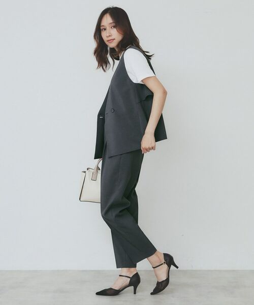 index / インデックス パンツ | ベルト付きストレッチテーパードパンツ/セットアップ可【洗濯機洗い可/吸水速乾/接触冷感】 | 詳細6
