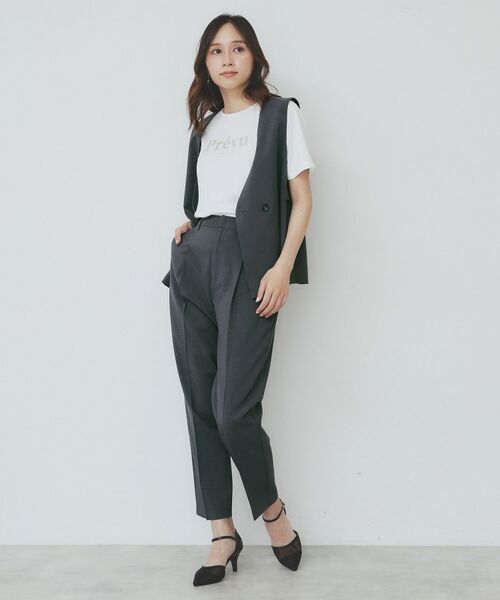 index / インデックス パンツ | ベルト付きストレッチテーパードパンツ/セットアップ可【洗濯機洗い可/吸水速乾/接触冷感】 | 詳細8